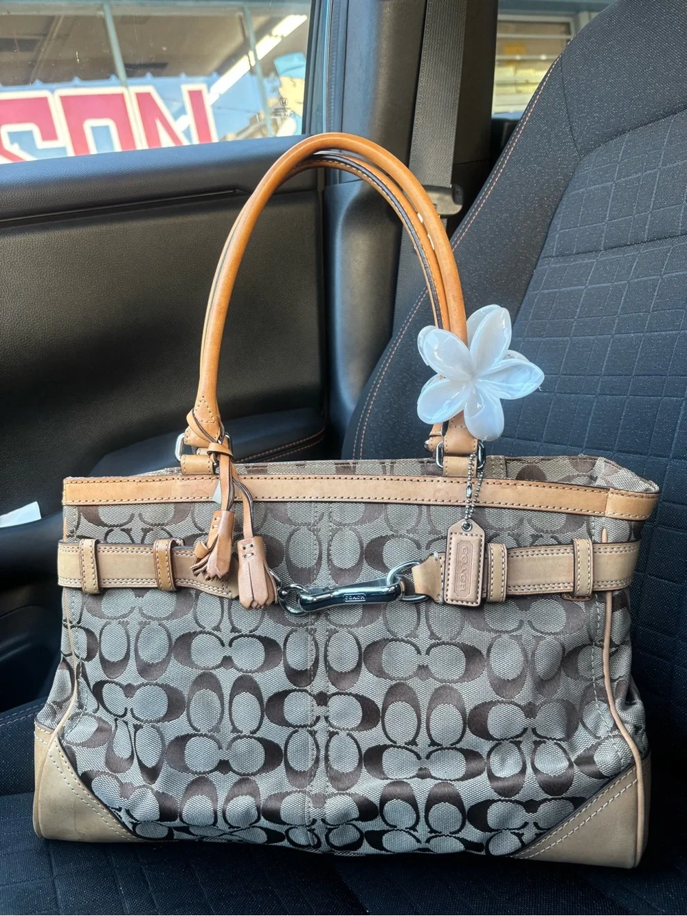 Vintage Fall Coach Signature Hampton Canvas Tote Bag